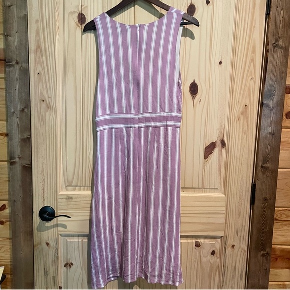 Lulu's Mauve Striped Button-Down Midi Dress - Picture 3 of 8